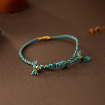 Buddha Stones Copper Lucky Koi Fish Luck Rope Bracelet