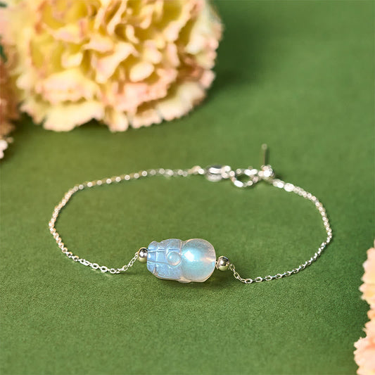 Buddha Stones 925 Sterling Silver Pixiu Moonstone Healing Bracelet
