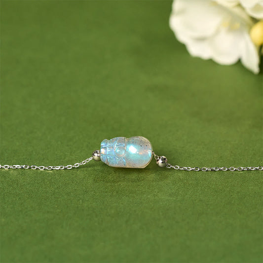 Buddha Stones 925 Sterling Silver Pixiu Moonstone Healing Bracelet