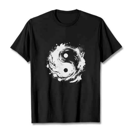 Buddha Stones Ink Yin Yang Pattern Balance Design Tee T-shirt