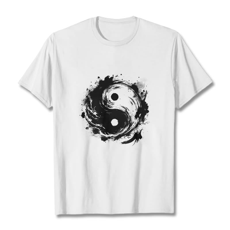 Buddha Stones Ink Yin Yang Pattern Balance Design Tee T-shirt