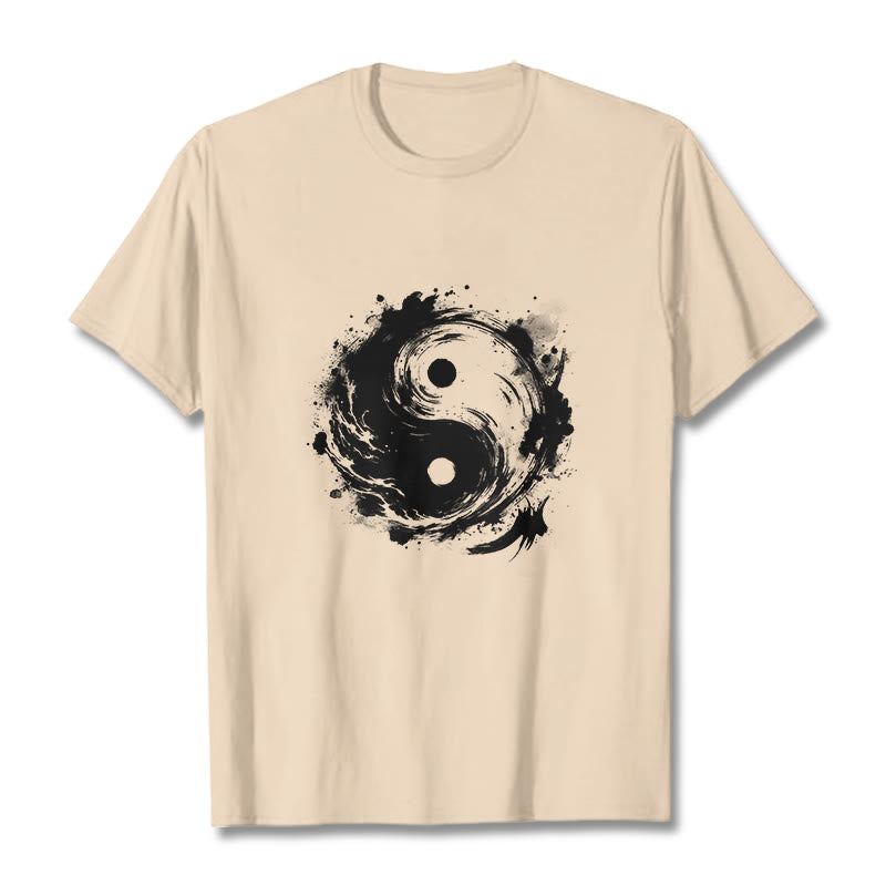 Buddha Stones Ink Yin Yang Pattern Balance Design Tee T-shirt