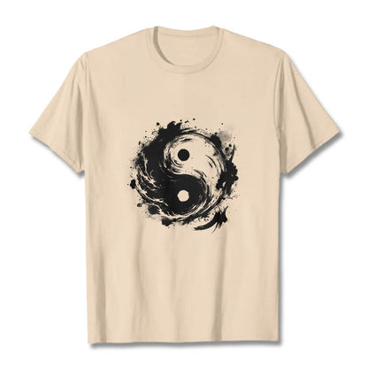 Buddha Stones Ink Yin Yang Pattern Balance Design Tee T-shirt
