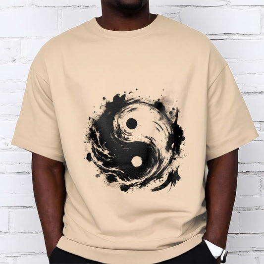 Buddha Stones Ink Yin Yang Pattern Balance Design Tee T-shirt