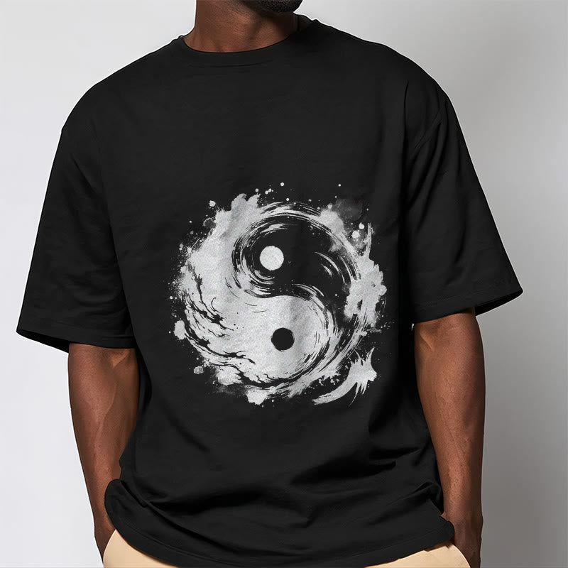 Buddha Stones Ink Yin Yang Pattern Balance Design Tee T-shirt