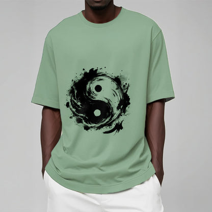 Buddha Stones Ink Yin Yang Pattern Balance Design Tee T-shirt