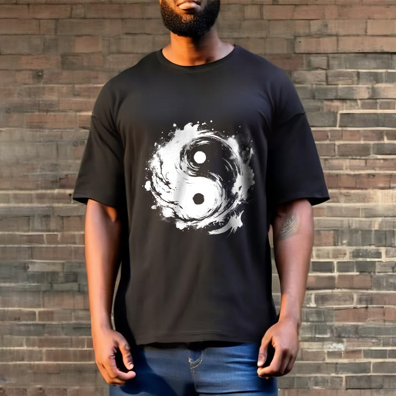 Buddha Stones Ink Yin Yang Pattern Balance Design Tee T-shirt