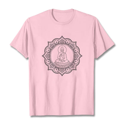 Buddha Stones Buddha Meditating In Lotus Position Pattern Tee T-shirt