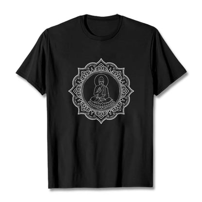 Buddha Stones Buddha Meditating In Lotus Position Pattern Tee T-shirt