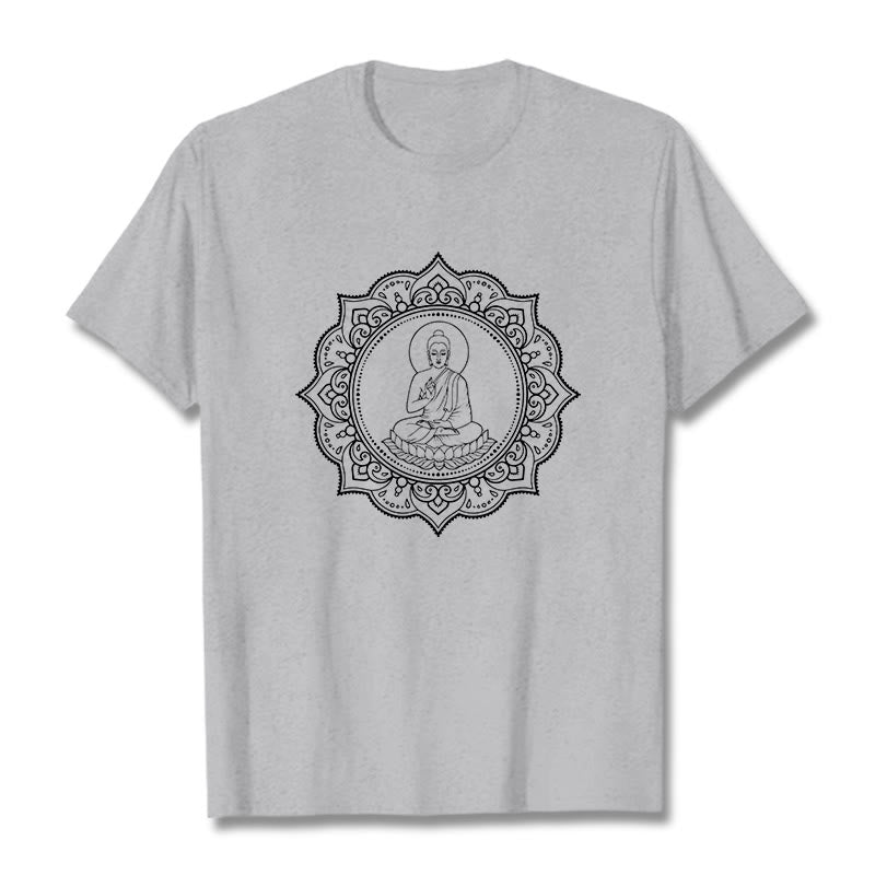 Buddha Stones Buddha Meditating In Lotus Position Pattern Tee T-shirt