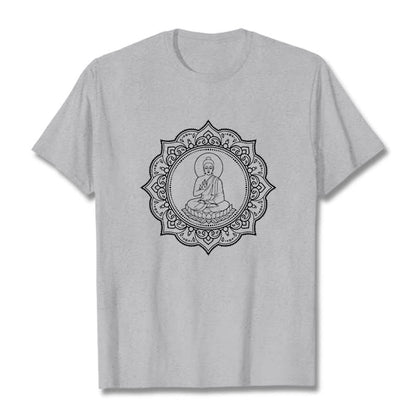 Buddha Stones Buddha Meditating In Lotus Position Pattern Tee T-shirt
