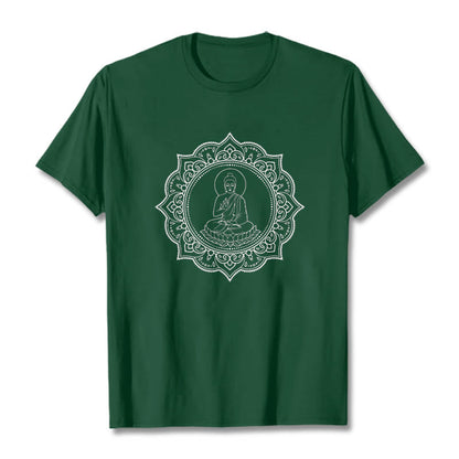Buddha Stones Buddha Meditating In Lotus Position Pattern Tee T-shirt