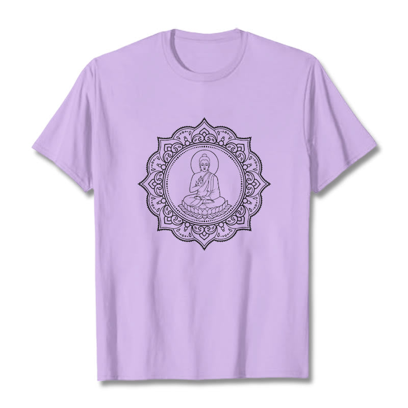 Buddha Stones Buddha Meditating In Lotus Position Pattern Tee T-shirt
