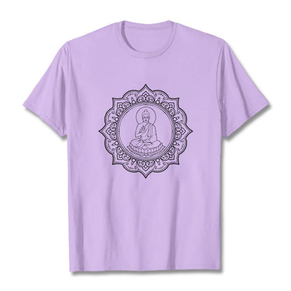 Buddha Stones Buddha Meditating In Lotus Position Pattern Tee T-shirt