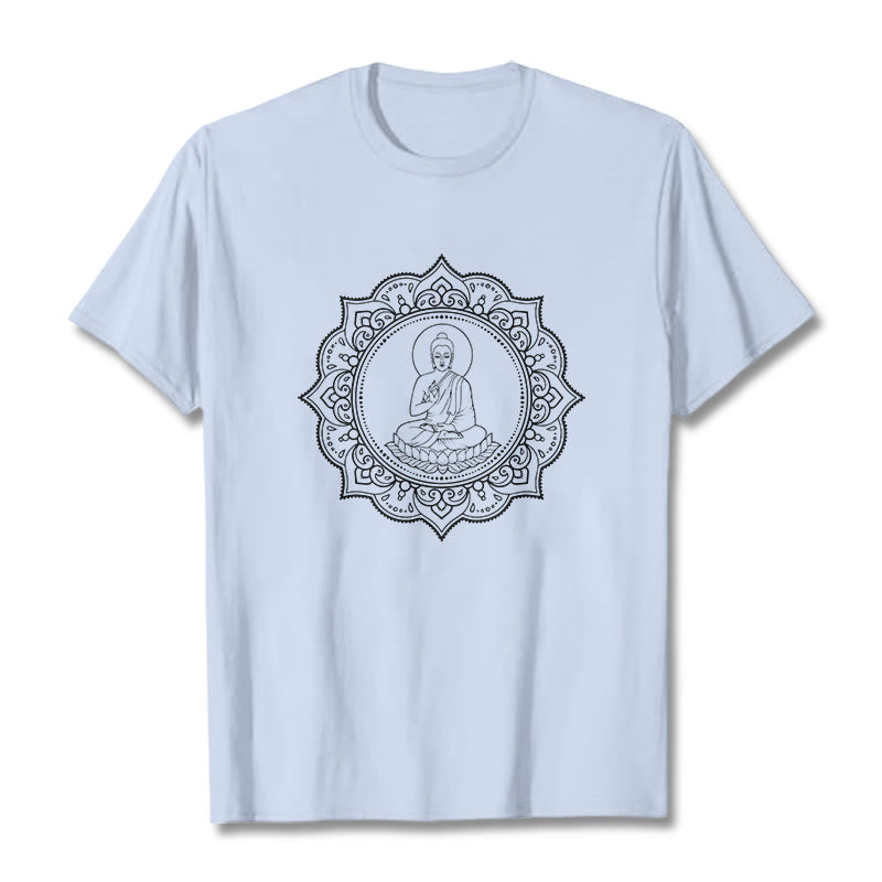 Buddha Stones Buddha Meditating In Lotus Position Pattern Tee T-shirt