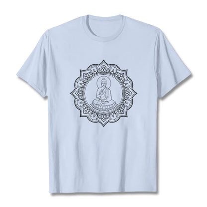 Buddha Stones Buddha Meditating In Lotus Position Pattern Tee T-shirt