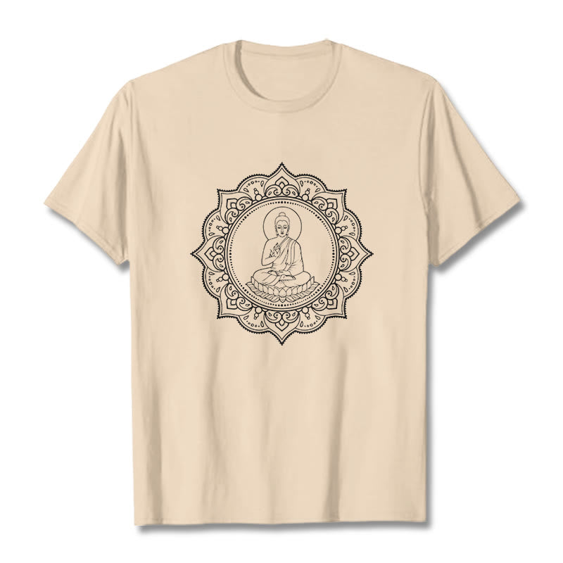 Buddha Stones Buddha Meditating In Lotus Position Pattern Tee T-shirt