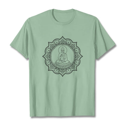 Buddha Stones Buddha Meditating In Lotus Position Pattern Tee T-shirt