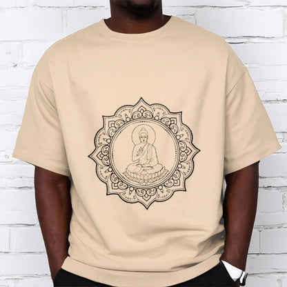 Buddha Stones Buddha Meditating In Lotus Position Pattern Tee T-shirt