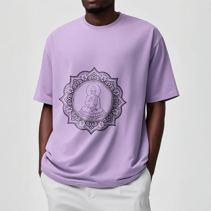 Buddha Stones Buddha Meditating In Lotus Position Pattern Tee T-shirt