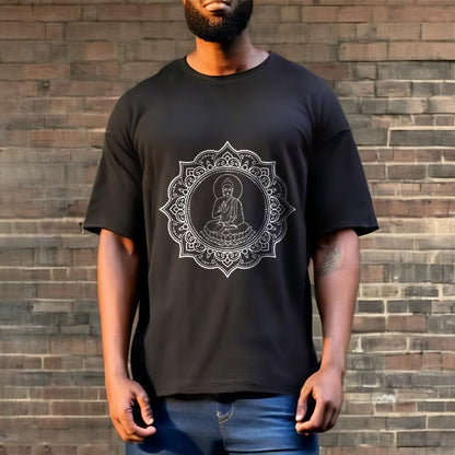 Buddha Stones Buddha Meditating In Lotus Position Pattern Tee T-shirt
