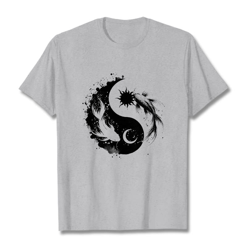 Buddha Stonessun And Moon Yin Yang Koi Pattern Tee T-shirt