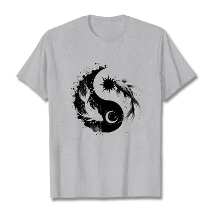Buddha Stonessun And Moon Yin Yang Koi Pattern Tee T-shirt
