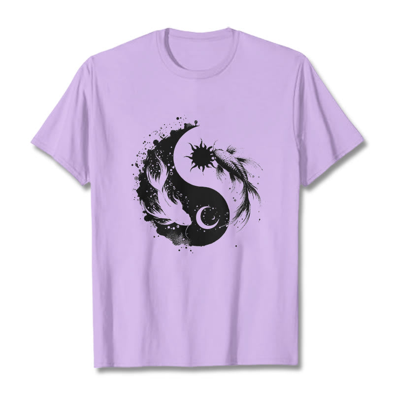 Buddha Stonessun And Moon Yin Yang Koi Pattern Tee T-shirt