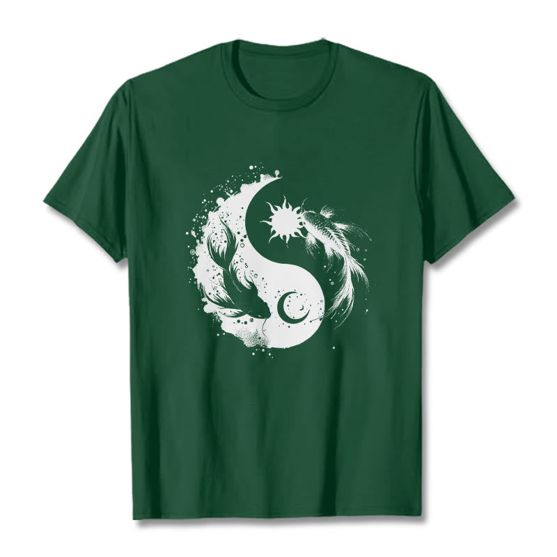 Buddha Stonessun And Moon Yin Yang Koi Pattern Tee T-shirt