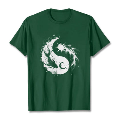 Buddha Stonessun And Moon Yin Yang Koi Pattern Tee T-shirt