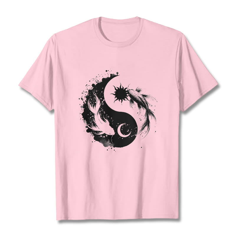 Buddha Stonessun And Moon Yin Yang Koi Pattern Tee T-shirt