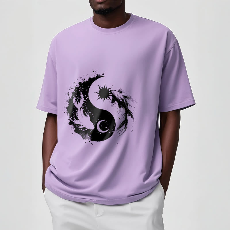 Buddha Stonessun And Moon Yin Yang Koi Pattern Tee T-shirt