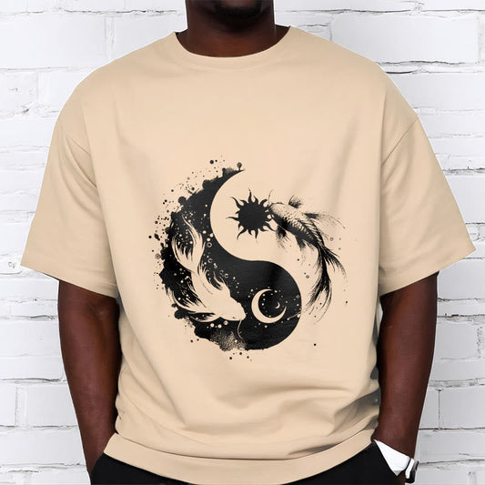 Buddha Stonessun And Moon Yin Yang Koi Pattern Tee T-shirt