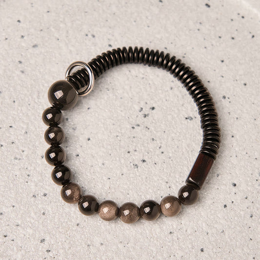 FREE Today: Soothing and Protection Silver Sheen Obsidian Coconut Shell Bracelet