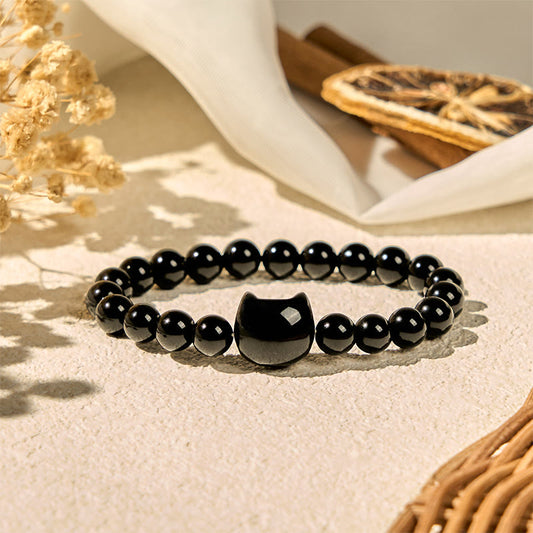 FREE Today: Protection and Fortune Handmade Save A Cat Black Onyx Bracelet