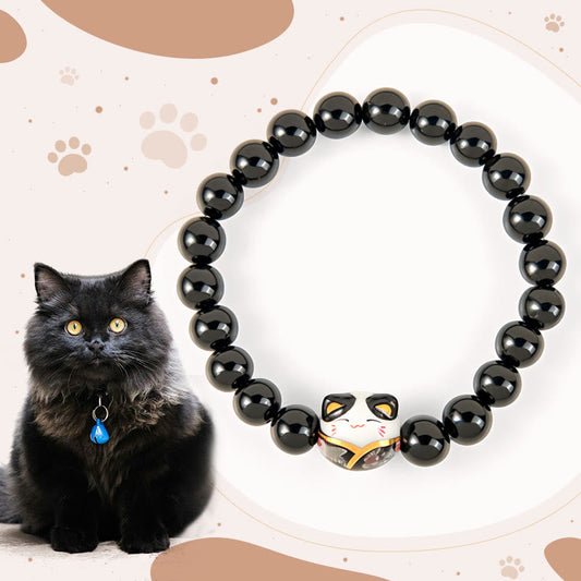 FREE Today: Protection and Support Handmade Save A Cat Black Onyx Bracelet