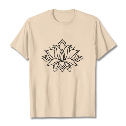 Buddha Stones Lotus Flower Pattern Simple Design Cotton Tee T-Shirt