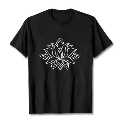 Buddha Stones Lotus Flower Pattern Simple Design Cotton Tee T-Shirt