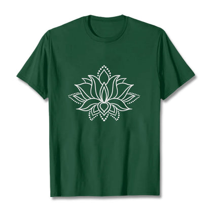 Buddha Stones Lotus Flower Pattern Simple Design Cotton Tee T-Shirt