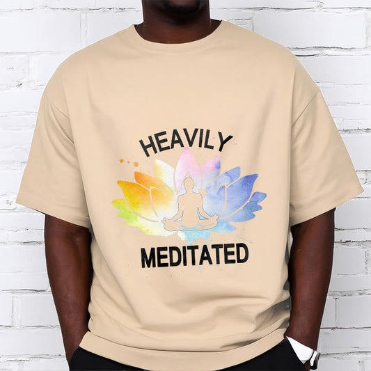 Buddha Stones Colorful Lotus Flower Meditation Figure Pattern Cotton Tee T-shirt