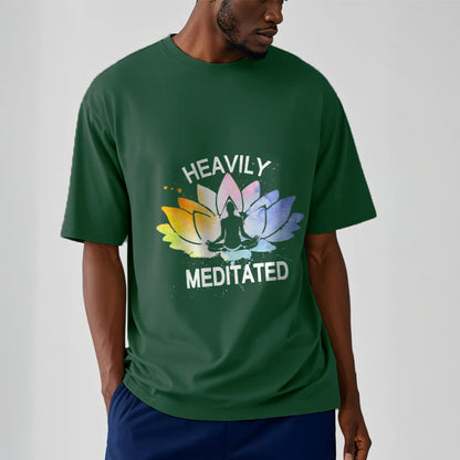 Buddha Stones Colorful Lotus Flower Meditation Figure Pattern Cotton Tee T-shirt