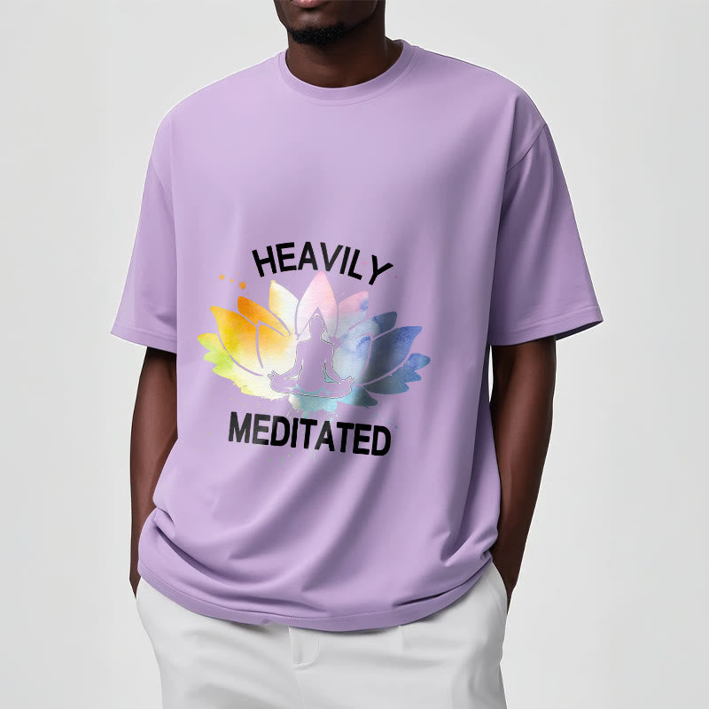 Buddha Stones Colorful Lotus Flower Meditation Figure Pattern Cotton Tee T-shirt