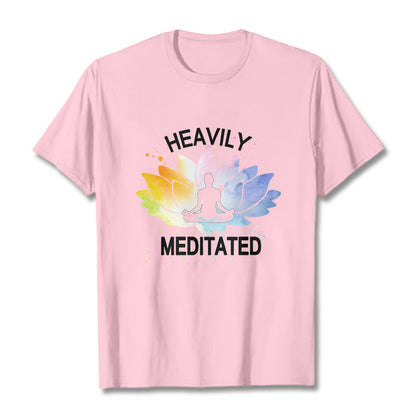 Buddha Stones Colorful Lotus Flower Meditation Figure Pattern Cotton Tee T-shirt