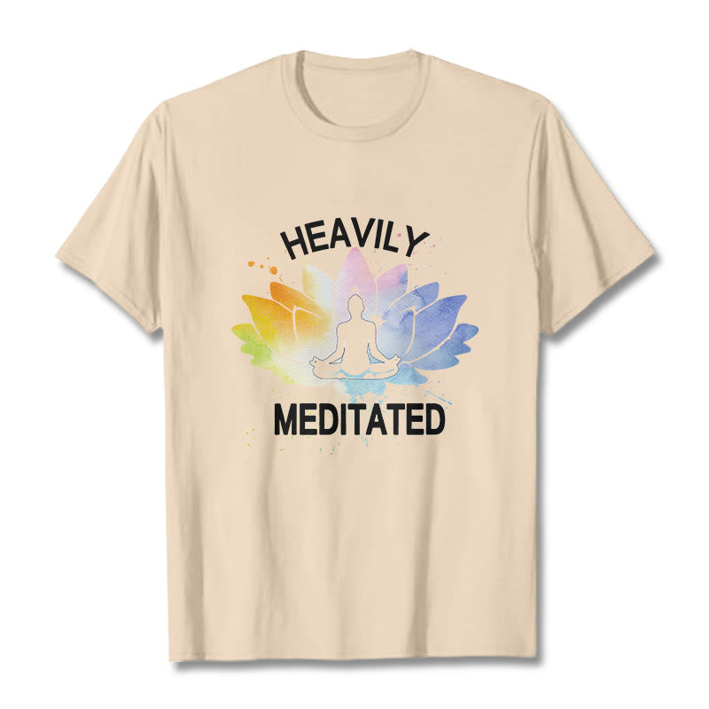 Buddha Stones Colorful Lotus Flower Meditation Figure Pattern Cotton Tee T-shirt