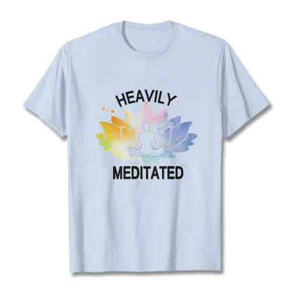 Buddha Stones Colorful Lotus Flower Meditation Figure Pattern Cotton Tee T-shirt