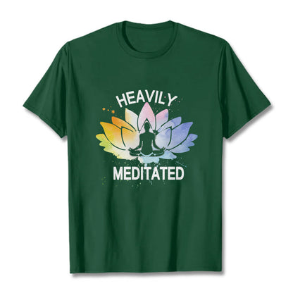 Buddha Stones Colorful Lotus Flower Meditation Figure Pattern Cotton Tee T-shirt