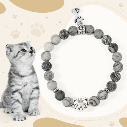 FREE Today: Emotional Balance and Strength Handmade Save A Cat Black Veined Jasper Bracelet