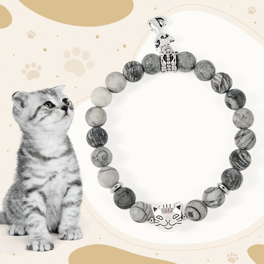 FREE Today: Emotional Balance and Strength Handmade Save A Cat Black Veined Jasper Bracelet