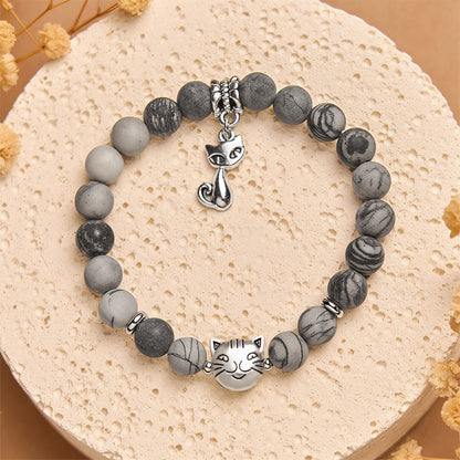 FREE Today: Emotional Balance and Strength Handmade Save A Cat Black Veined Jasper Bracelet