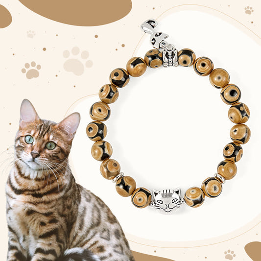 Buddha Stones Bengal Cat Natural Agate Stone Inner Strength Bracelet